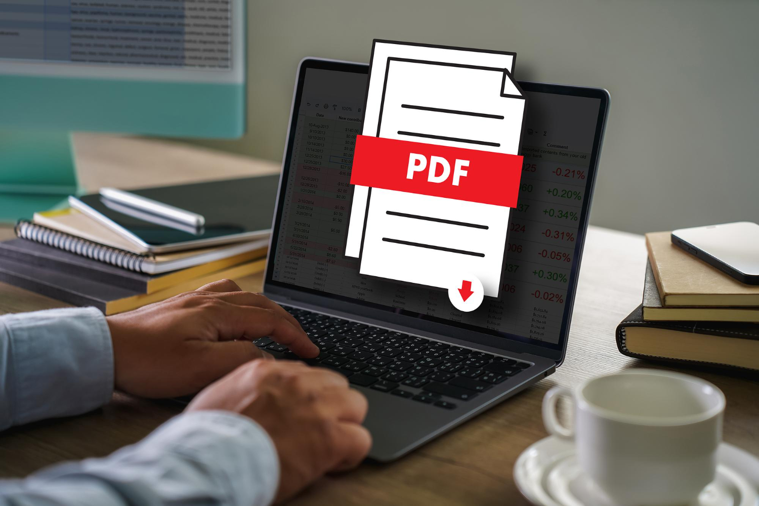 archivo pdf en computadora portátil